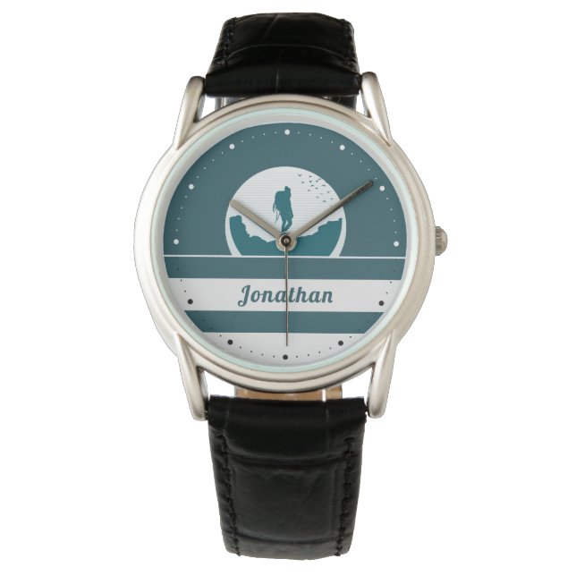 Reloj De Pulsera Nombre personalizado de paisaje de senderismo retr (Anverso)