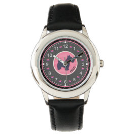 Reloj De Pulsera Nombre personalizado de perro blanco rosado negro