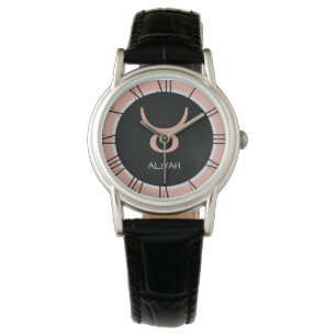Reloj De Pulsera Nombre personalizado de Taurus Zodiac Rótulo Rosa