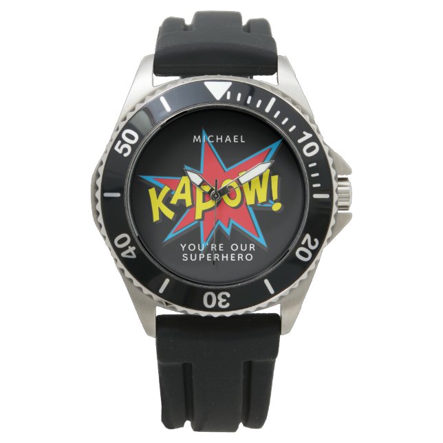 Reloj De Pulsera Nombre personalizado del cómic del superhéroe del  (Anverso)