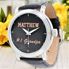 Reloj De Pulsera Nombre personalizado del Día del Abuelo Número Uno