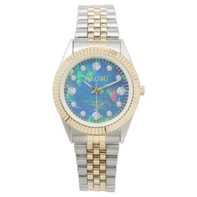 Reloj De Pulsera Nombre personalizado del diamante óptico de fuego  (Anverso)
