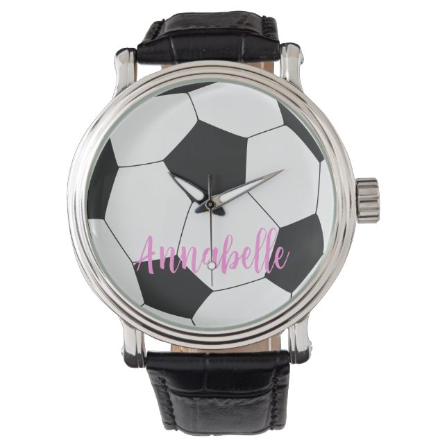 Reloj De Pulsera Nombre personalizado del fútbol (Anverso)