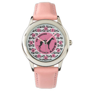 Reloj De Pulsera Nombre personalizado del perro Chica Paw Greyhound
