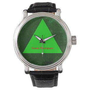 Reloj De Pulsera nombre personalizado del triángulo verde