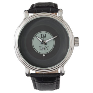 Reloj De Pulsera Nombre personalizado disco de vinilo retro del