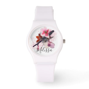 Reloj De Pulsera Nombre personalizado Elegante Moda con flores de