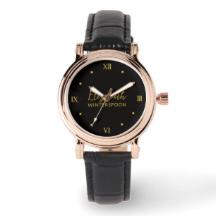 Reloj De Pulsera Nombre Personalizado en Negro Cuervo