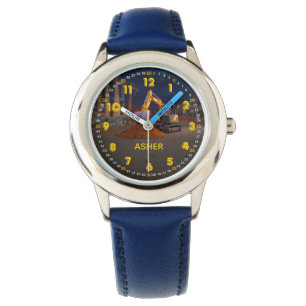 Reloj De Pulsera Nombre personalizado Excavadora Amarilla 3D para N