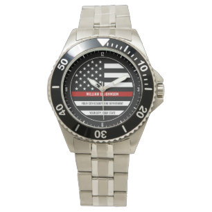 Reloj De Pulsera NOMBRE personalizado FireFighter Thin Red Line Fir