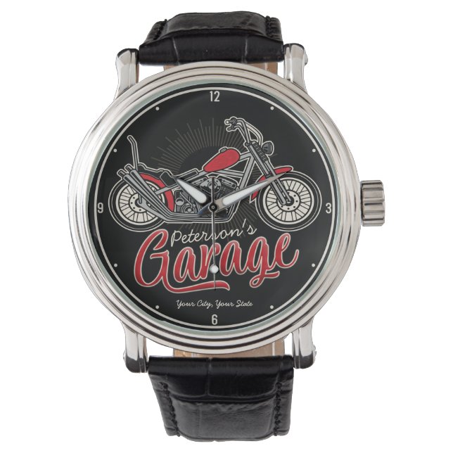 Reloj De Pulsera NOMBRE personalizado Garaje clásico para motocicle (Anverso)