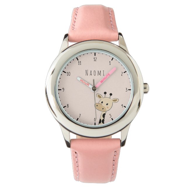 Reloj De Pulsera Nombre personalizado Giraffe Kids (Anverso)