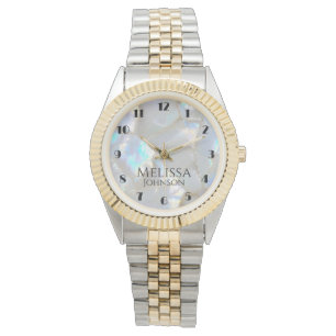 Reloj De Pulsera Nombre personalizado Girly Faux Opal