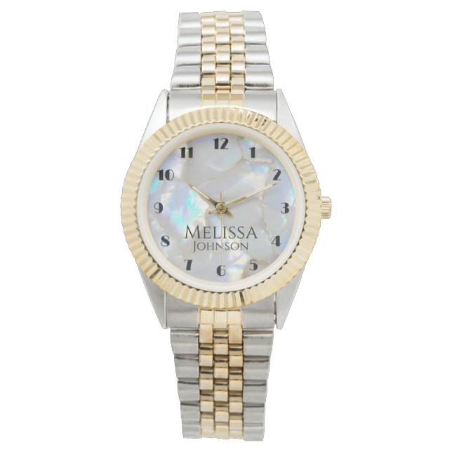 Reloj De Pulsera Nombre personalizado Girly Faux Opal (Anverso)