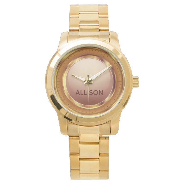 Reloj De Pulsera Nombre personalizado Gold Lilac brillante Metaliza (Anverso)