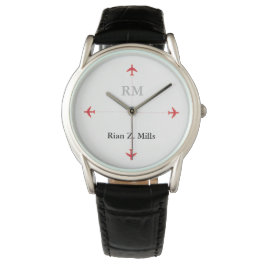 Reloj De Pulsera nombre personalizado + iniciales aviones