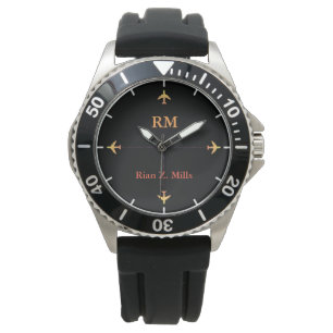 Reloj De Pulsera nombre personalizado + iniciales aviones estilo ae