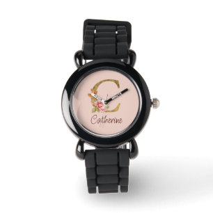 Reloj De Pulsera Nombre personalizado lámina dorada rosas rosadas l
