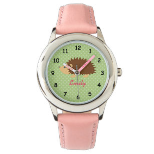 Reloj De Pulsera Nombre personalizado lindo chicas de hedgehog rosa