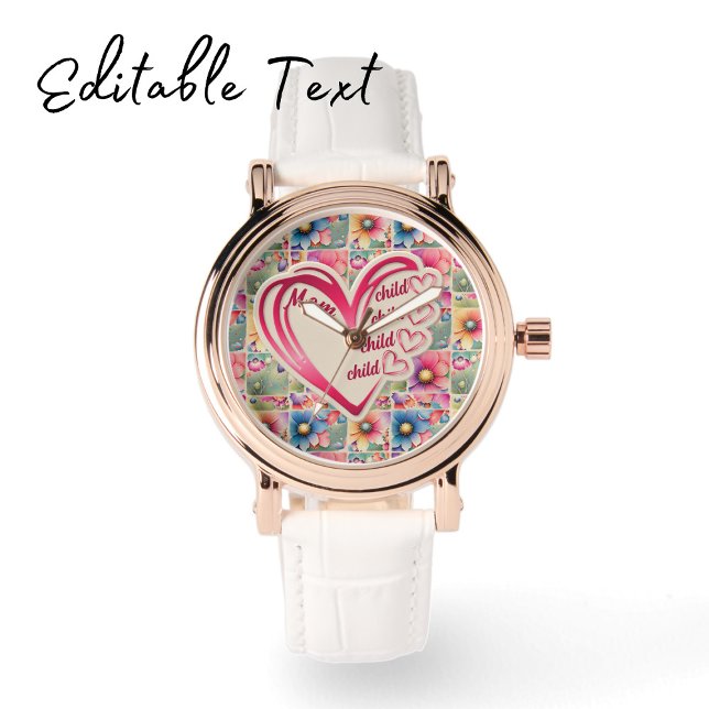 Reloj De Pulsera Nombre Personalizado Mamá Niños Florales Por Toda  (Subido por el creador)
