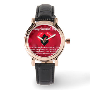 Reloj De Pulsera Nombre personalizado Mensaje de San Valentín rojo