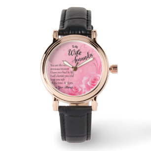 Reloj De Pulsera Nombre personalizado Mensaje rosa rosado para espo