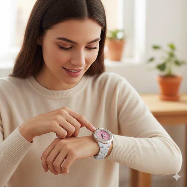 Reloj De Pulsera Nombre personalizado monograma personalizado inici (Custom Monogram Personalized Name Initial Watch)