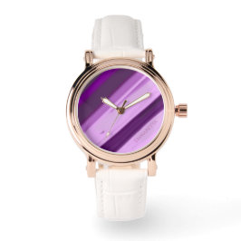 Reloj De Pulsera Nombre Personalizado Morado Rayas de Lavanda 