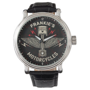 Reloj De Pulsera NOMBRE Personalizado Motocicleta Piston Wings Bike