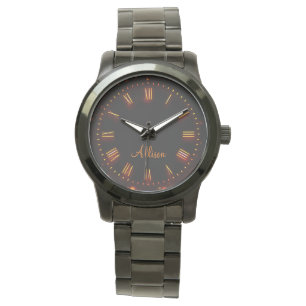 Reloj De Pulsera Nombre personalizado Neon Black Classic Elegant Ro