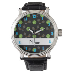Reloj De Pulsera Nombre personalizado: pelotas de tenis negras