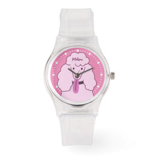 Reloj De Pulsera Nombre personalizado Pink Poodle