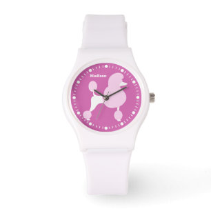Reloj De Pulsera Nombre personalizado Pink Poodle