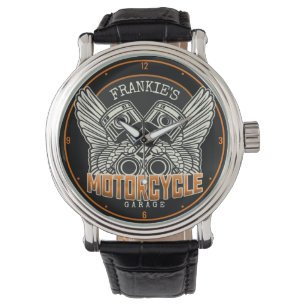 Reloj De Pulsera NOMBRE personalizado Pistons Wings Motorcycle Bike