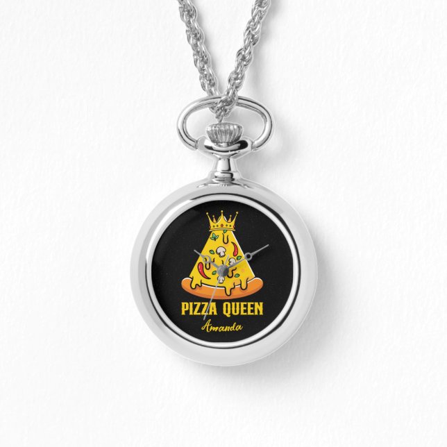 Reloj De Pulsera Nombre personalizado Pizza Queen (Anverso)