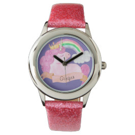 Reloj De Pulsera Nombre personalizado 🌈 Rainbow Unicorn