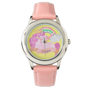 Reloj De Pulsera Nombre personalizado 🌈 Rainbow Unicorn