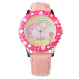Reloj De Pulsera Nombre personalizado 🌈 Rainbow Unicorn