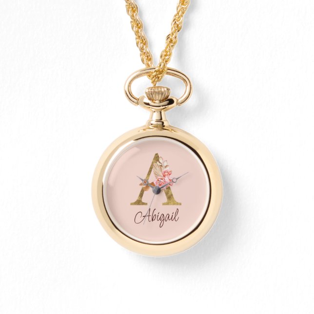 Reloj De Pulsera Nombre personalizado Relieve metalizado dorado Rub (Anverso)