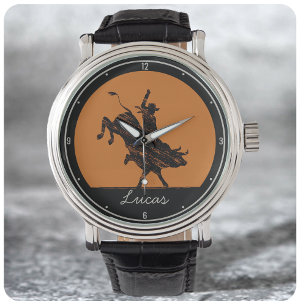 Reloj De Pulsera NOMBRE Personalizado Rodeo Occidental Bull Rider C