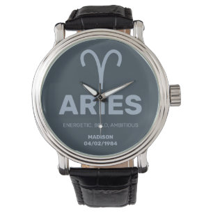 Reloj De Pulsera Nombre personalizado / Rótulo Zodiac de texto Arie