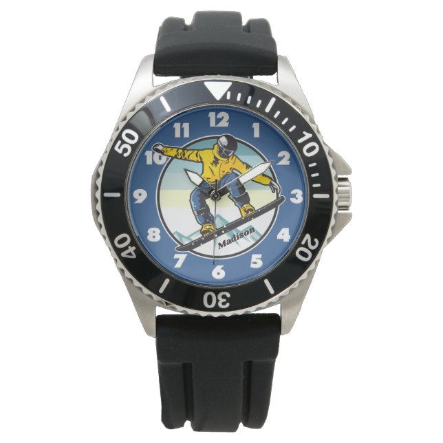 Reloj De Pulsera Nombre personalizado SNOWBOARDER (Anverso)