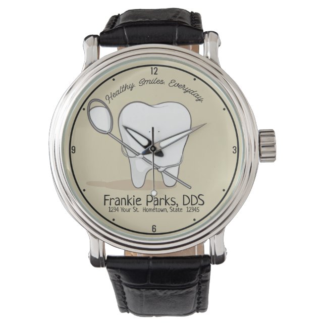 Reloj De Pulsera NOMBRE personalizado Sonrisa dental de oficina den (Anverso)