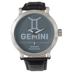 Reloj De Pulsera Nombre personalizado / Texto Rótulo zodiaco Gemini