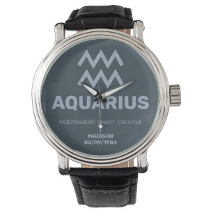 Reloj De Pulsera Nombre personalizado / Texto Zodiac Rótulo Acuario