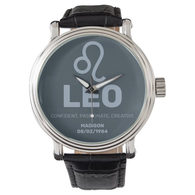 Reloj De Pulsera Nombre personalizado / Texto Zodiac Rótulo Leo (Anverso)