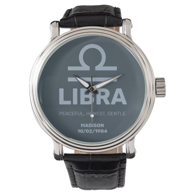Reloj De Pulsera Nombre personalizado / Texto Zodiac Rótulo Libra (Anverso)