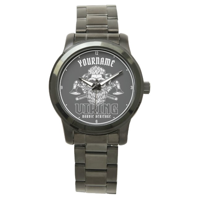 Reloj De Pulsera NOMBRE Personalizado Viking Nórdico Warrior Herita (Anverso)
