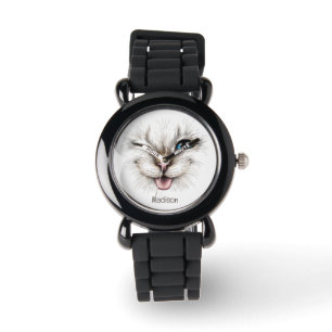 Reloj De Pulsera Nombre personalizado Winking Cat
