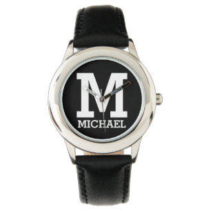 Reloj De Pulsera Nombre personalizado y texto negrita monogramado K